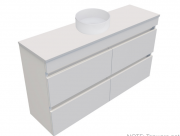 1200 Vega Slim Wall Hung Single Basin Vanity ( 4 Drawer) - Specify Colour & Slab Top
