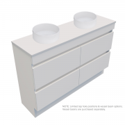 1200 Vega Slim Floor Standing Double Basin Vanity (4 Drawer) - Specify Colour & Slab Top