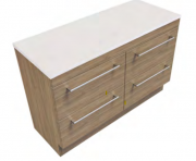 1200 Skye Floor Standing Single Basin Vanity (4 Drawer) - Specify Colour & Select Slab Top