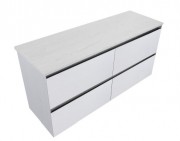 1500 Ravani Double Basin Cabinet (4 Drawer) Gloss White & Select a Slab Top