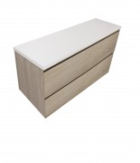 1500 Ravani Double Basin Cabinet (4 Drawer) Matching Timber Top - Specify Colour