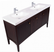 1500 Madison Double Basin Vanity in Saddle Rock with Internal Cosmetic Drawer - Specify Basin