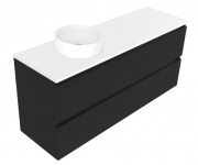 1500 Oxley Luxe Wall Hung Offset Left Basin Vanity (4 Drawer) - Specify Colour & Slab Top