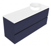 1500 Oxley Luxe Wall Hung Offset Right Basin Vanity (4 Drawer) - Specify Colour & Slab Top