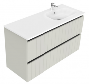 1200 Porscha Wall Hung Offset Right Basin Vanity (4 Drawer) - Specify Colour & Drawer Front & Basin