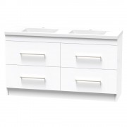 NORFOLK 1500 DB DOUBLE DRAWER FLOOR WHITE MELAMINE