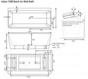 Indus 1500 Freestanding Back-To-Wall Bath in Gloss White