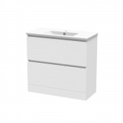 PINNACLE SLIM 900 DOUBLE DRAWER FLOOR WHITE MELAMINE