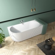 Willow 1700 Right Corner Back to Wall Bath - Matte White