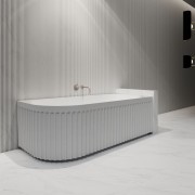 Laurel 1500 Right Corner Back to Wall Bath - Matte White