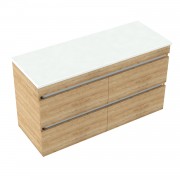 1200 Vega Wall Hung Right Hand Offset Basin Vanity (4 Drawer) - Specify Colour & Select Slab Top