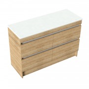 1200 Vega Floor Standing Right Hand Offset Basin Vanity (4 Drawer) - Specify Colour & Select Slab To