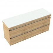 1500 Vega Wall Hung Double Basin Vanity (4 Drawer) - Specify Colour & Select Slab Top