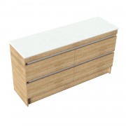 1500 Vega Floor Standing Left Hand Offset Basin Vanity (4 Drawer) - Specify Colour & Select Slab Top