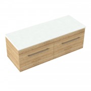 1200 Skye Wall Hung Left Hand Offset Basin Vanity (2 Drawer) - Specify Colour & Select Slab Top