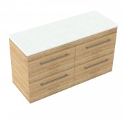 1200 Skye Wall Hung Double Basin Vanity (4 Drawer) - Specify Colour & Select Slab Top