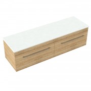 1500 Skye Wall Hung Double Basin Vanity (2 Drawer) - Specify Colour & Select Slab Top