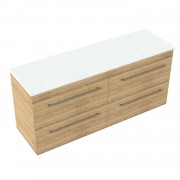 1500 Skye Wall Hung Double Basin Vanity (4 Drawer) - Specify Colour & Select Slab Top