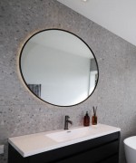 CODE SOLACE LED DEMISTER MIRROR - ROUND - 900MM - GUNMETAL