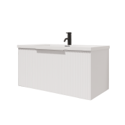 PIPER WALL HUNG CABINET & GLOSS WHITE BASIN - 1 DRAWER - 900 - WHITE SATIN