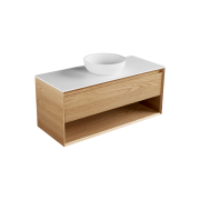 Edge Largo 1200 1 drawer, open shelf, timber veneer, solid surface top