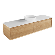 Edge Largo 1800 2 drawers, side, timber veneer, solid surface top