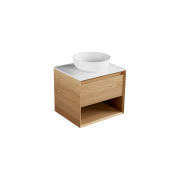 Edge Largo 600 1 drawer, open shelf, timber veneer, solid surface top