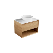 Edge Largo 750 1 drawer, open shelf, timber veneer, solid surface top