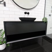 CODE FORM VANITY - 1 DRAWER OPEN SHELF - 1000 - SATIN BLACK