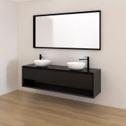 CODE FORM VANITY - 2 DRAWER OPEN SHELF - 1800 - SATIN BLACK