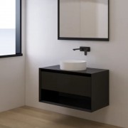 CODE FORM VANITY - 1 DRAWER OPEN SHELF - 750 - SATIN BLACK