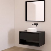 CODE FORM VANITY - 1 DRAWER OPEN SHELF - 900 - SATIN BLACK