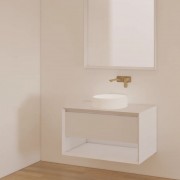 CODE FORM VANITY - 1 DRAWER OPEN SHELF - 900 - SATIN WHITE