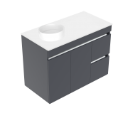 900 Arc Wall Hung Left Hand Offset Basin Double Height Vanity - Specify Colour & Slab Top