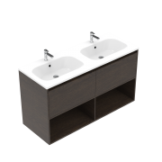 1200 Savanna Double Tier Wall Hung Double Basin Vanity (2 drawer, 2 open shelf) - Specify Colour & B