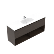 1500 Savanna Double Tier Wall Hung Single Basin Vanity (2 drawer, 2 open shelf) - Specify Colour & B