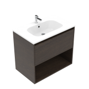 750 Savanna Double Tier Wall Hung Vanity (1 drawer, 1 open shelf) - Specify Colour & Basin