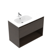 900 Savanna Double Tier Wall Hung Left Hand Offset Basin Vanity (1 drawer, 1 open shelf) - Specify C