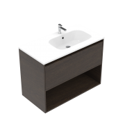 900 Savanna Double Tier Wall Hung Right Hand Offset Basin Vanity (1 drawer, 1 open shelf) - Specify