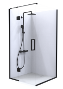 Summit - Acrylic Framless Shower - Corner, Hinged Door, 1000x1000mm - Black