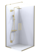 Summit - Acrylic Framless Shower - Corner, Hinged Door, 1000x1000mm - Brushed Brass