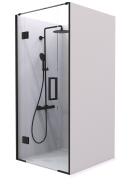 Summit - Acrylic Framless Shower - Alcove, Hinged Door, 1000x1000mm - Black