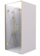 Summit - Acrylic Framless Shower - Alcove, Hinged Door, 1000x1000mm- Brushed Brass