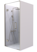 Summit - Acrylic Framless Shower - Alcove, Hinged Door, 1000x1000mm- Brushed Nickel