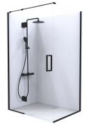 Summit - Acrylic Frameless Shower - Corner, Hinged Door, 1200x900 - Black