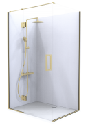 Summit - Acrylic Frameless Shower - Corner, Hinged Door, 1200x900 - Brushed Brass