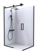 Summit - Acrylic Frameless Shower - Corner, Exposed Sliding Door, 1200x900mm - Black