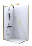 Summit - Acrylic Frameless Shower - Corner, Exposed Sliding Door, 1200x900mm - Brushed Brass