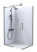 Summit - Acrylic Frameless Shower - Corner, Exposed Sliding Door, 1200x900mm - Brushed Nickel