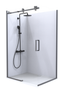 Summit - Acrylic Frameless Shower - Corner, Exposed Sliding Door, 1200x900mm - Gunmetal